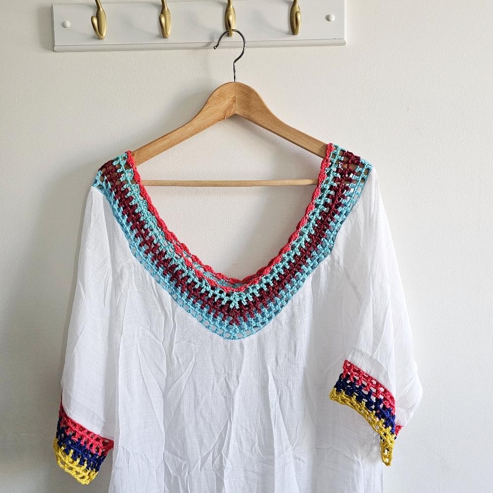 Cupshe White Crochet Tassel Beach Cover Up Tunic Boho Fringe Swim Coverup S/M - Picture 5 of 13